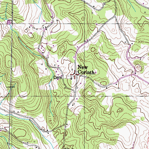 Topographic Map of New Corinth, TN
