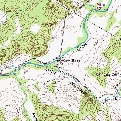 Topographic Map of New Hope, TN