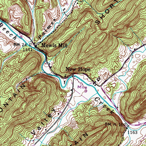 Topographic Map of New Hope, TN