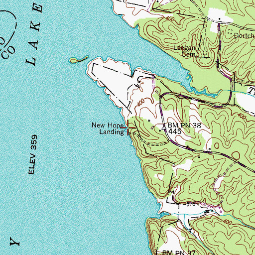 Topographic Map of New Hope Landing, TN