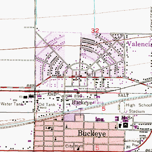 Topographic Map of Valencia, AZ