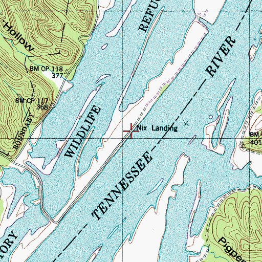 Topographic Map of Nix Landing, TN