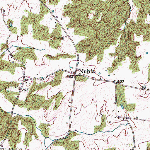 Topographic Map of Nubia, TN