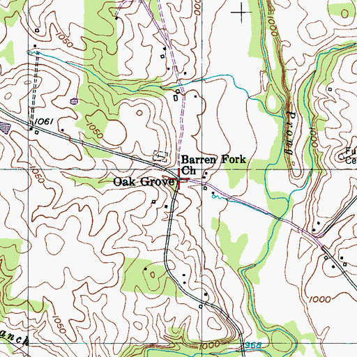 Topographic Map of Oak Grove, TN