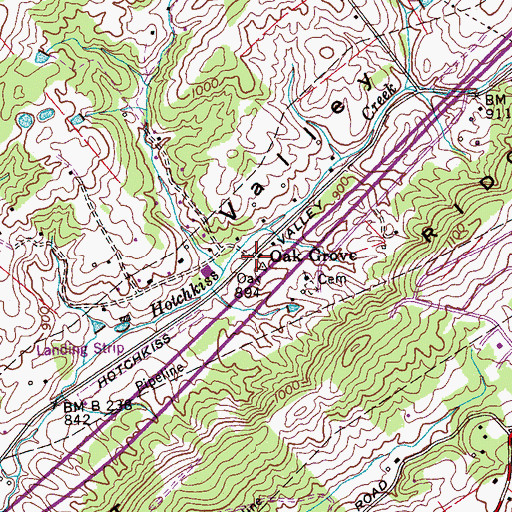 Topographic Map of Oak Grove, TN