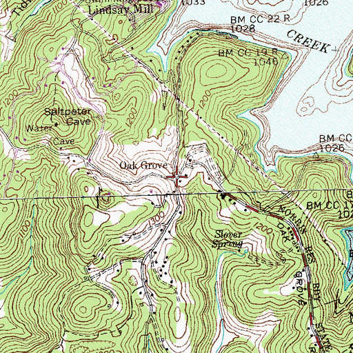 Topographic Map of Oak Grove, TN