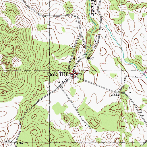 Topographic Map of Oak Hill, TN