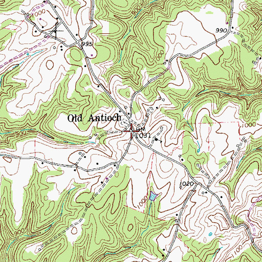 Topographic Map of Old Antioch, TN