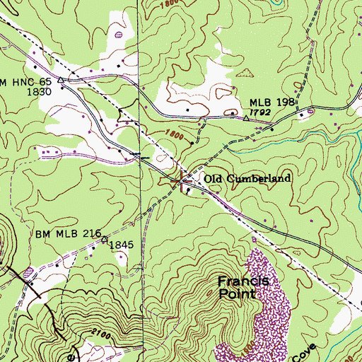 Topographic Map of Old Cumberland, TN