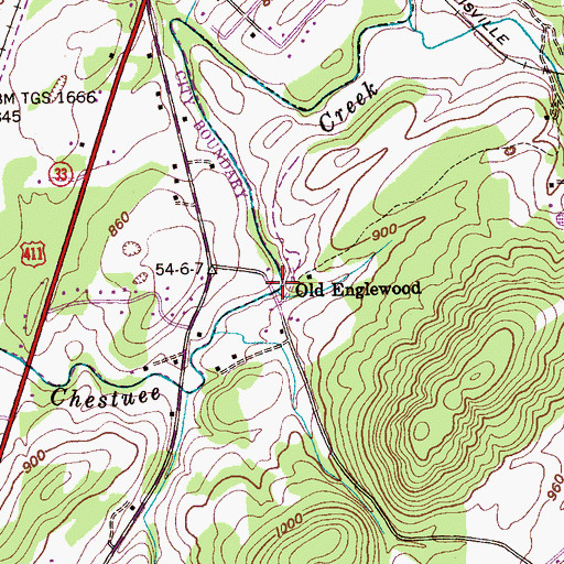 Topographic Map of Old Englewood, TN