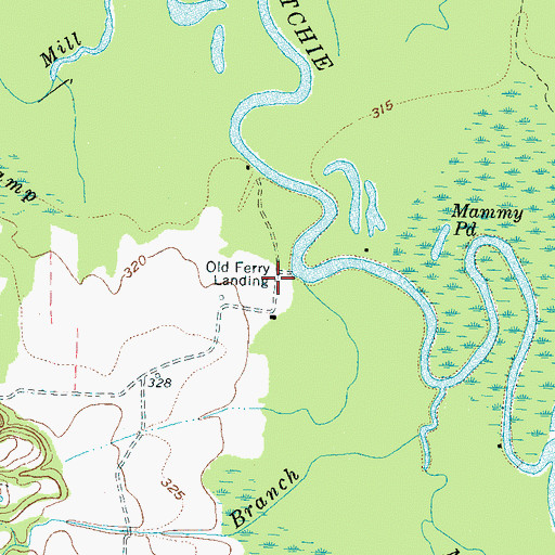 Topographic Map of Old Ferry Landing, TN