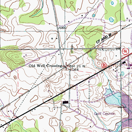 Topographic Map of Old Well Crossing, TN