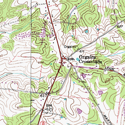 Topographic Map of Orgains Crossroads, TN