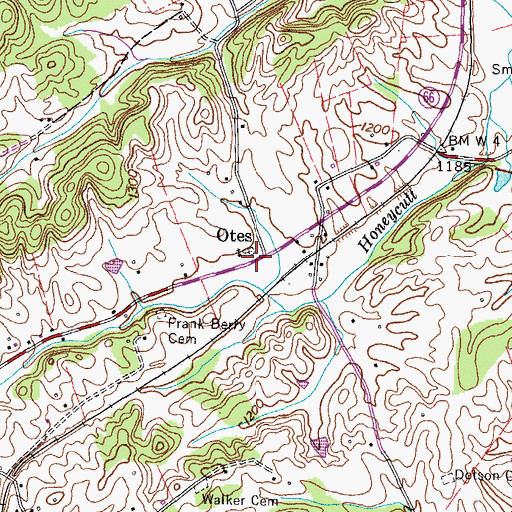 Topographic Map of Otes, TN