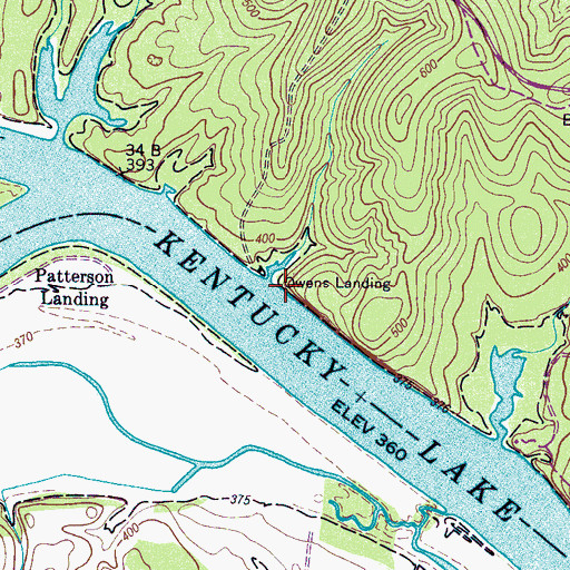 Topographic Map of Owens Landing, TN