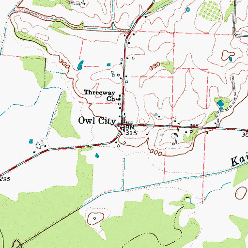 Topographic Map of Owl City, TN