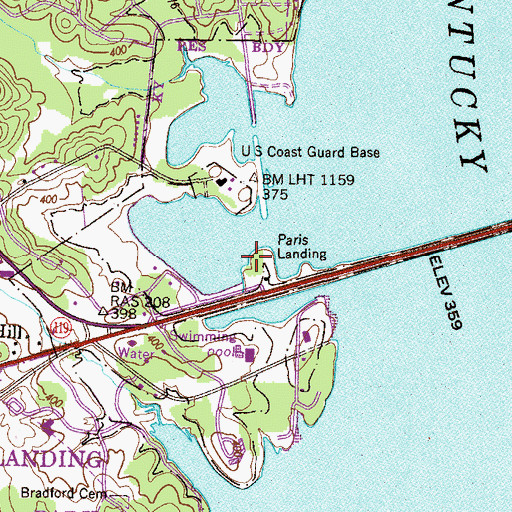 Topographic Map of Paris Landing, TN