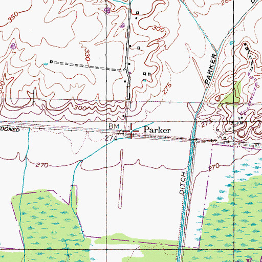 Topographic Map of Parker, TN