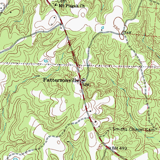 Topographic Map of Pattersonville, TN