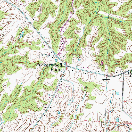 Topographic Map of Peckerwood Point, TN