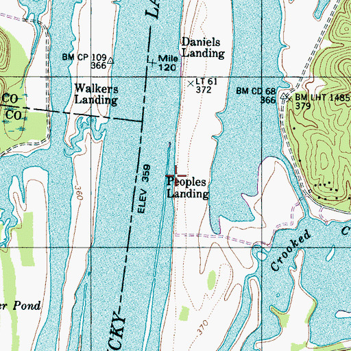 Topographic Map of Peoples Landing, TN