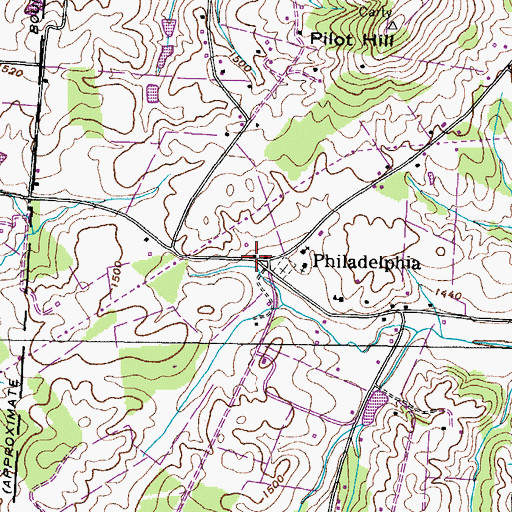 Topographic Map of Philadelphia, TN