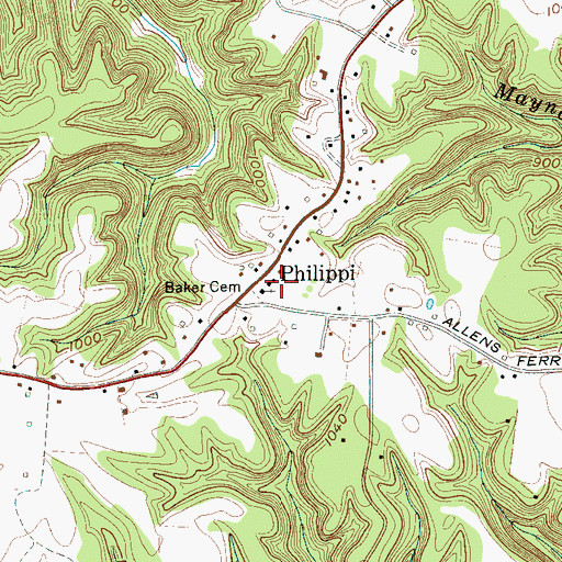 Topographic Map of Philippi, TN