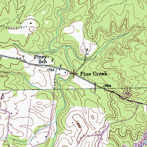 Topographic Map of Pine Creek, TN