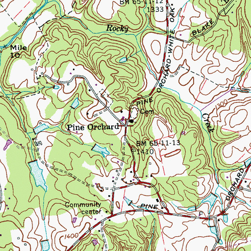 Topographic Map of Pine Orchard, TN