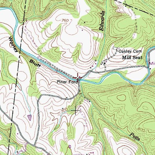 Topographic Map of Piner Ford, TN