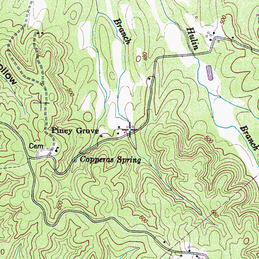Topographic Map of Piney Grove, TN
