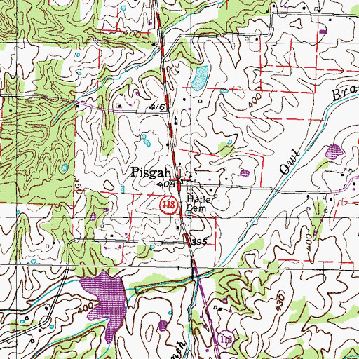 Topographic Map of Pisgah, TN