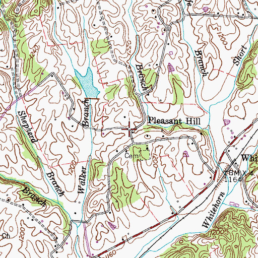 Topographic Map of Pleasant Hill, TN