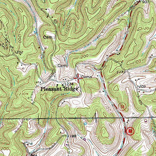 Topographic Map of Pleasant Ridge, TN