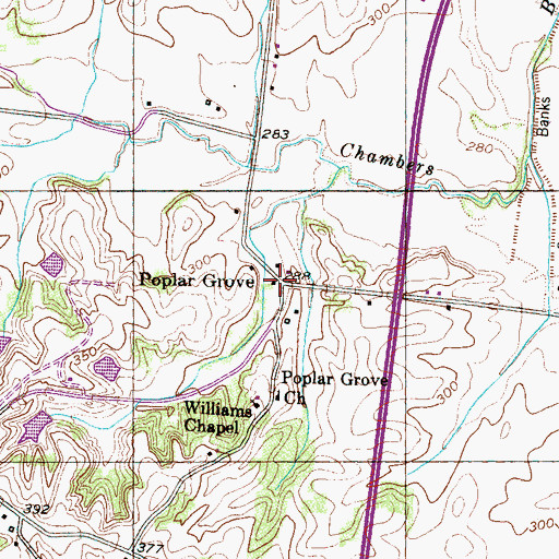 Topographic Map of Poplar Grove, TN