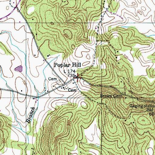 Topographic Map of Poplar Hill, TN