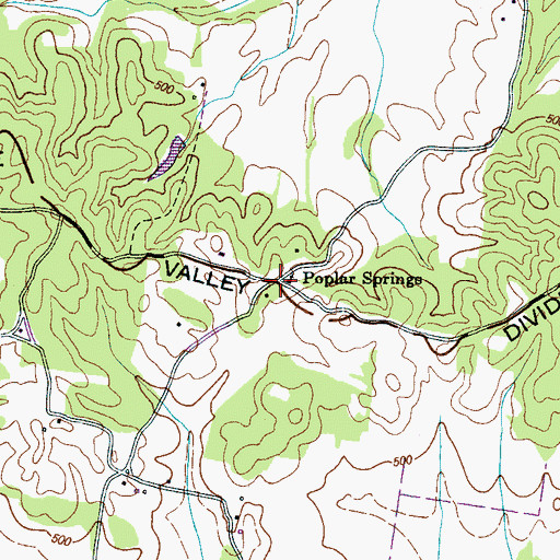 Topographic Map of Poplar Springs, TN