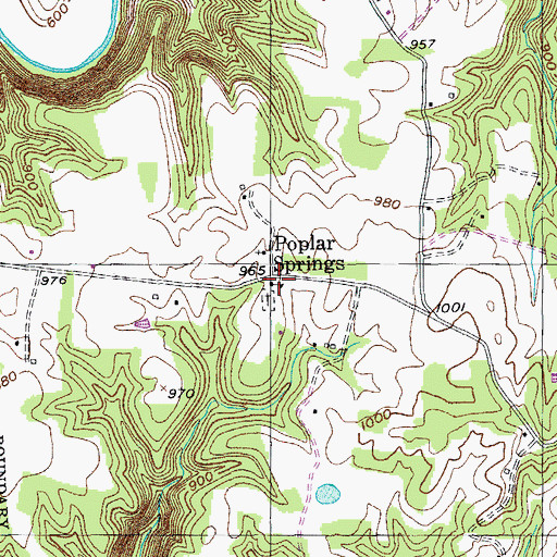 Topographic Map of Poplar Springs, TN