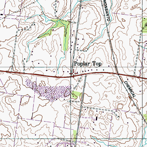 Topographic Map of Poplar Top, TN