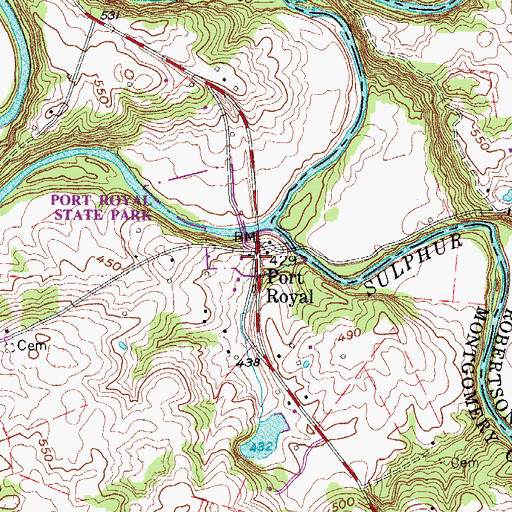 Topographic Map of Port Royal, TN