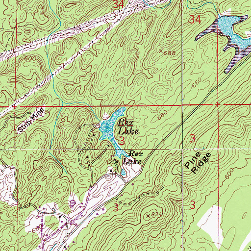Topographic Map of Rex Lake Dam, AL