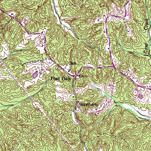 Topographic Map of Post Oak, TN
