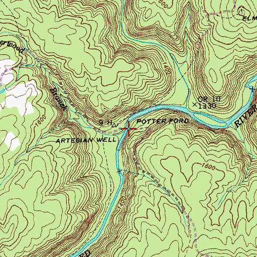 Topographic Map of Potter Ford, TN