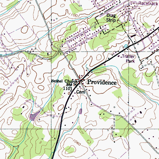 Topographic Map of Providence, TN
