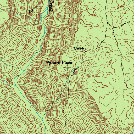 Topographic Map of Pyburn Place, TN