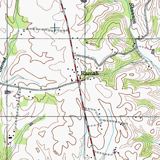 Topographic Map of Ramah, TN