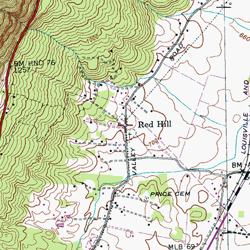 Topographic Map of Red Hill, TN
