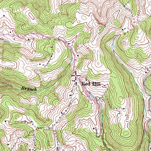 Topographic Map of Red Hill, TN