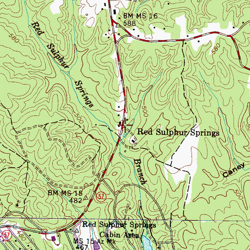 Topographic Map of Red Sulphur Springs, TN