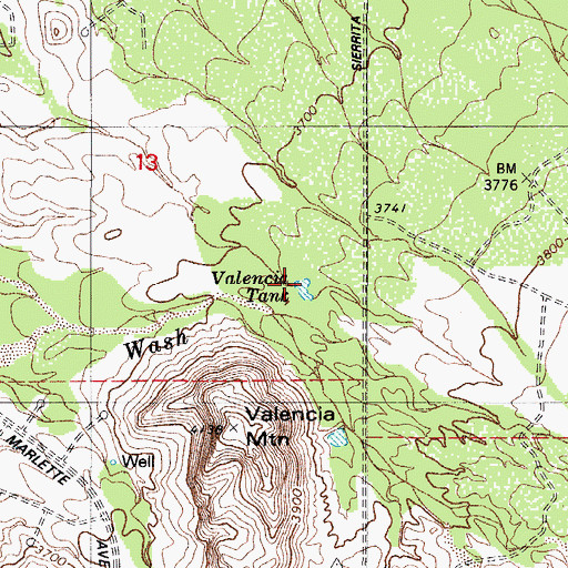 Topographic Map of Valencia Tank, AZ